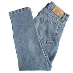 Polo High-Rise Straight Leg Boyfriend Cropped Blue Denim Jeans | Women's 30